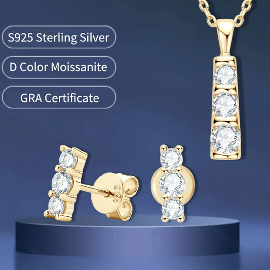 14K Gold Plated 925 Silver Moissanite Jewelry Set for Women