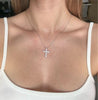 Moissanite Cross Pendant Necklace in 18k White Gold - EverlyCrafted