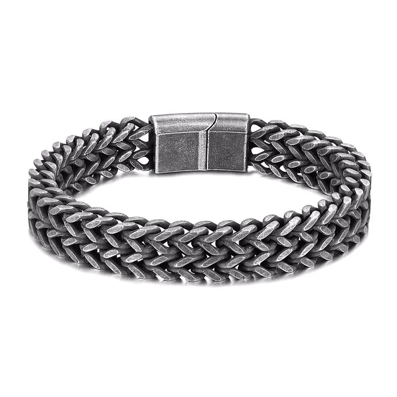 Punk Men's 12mm Wide Cuban Link Chain Bracelet - EverlyCrafted