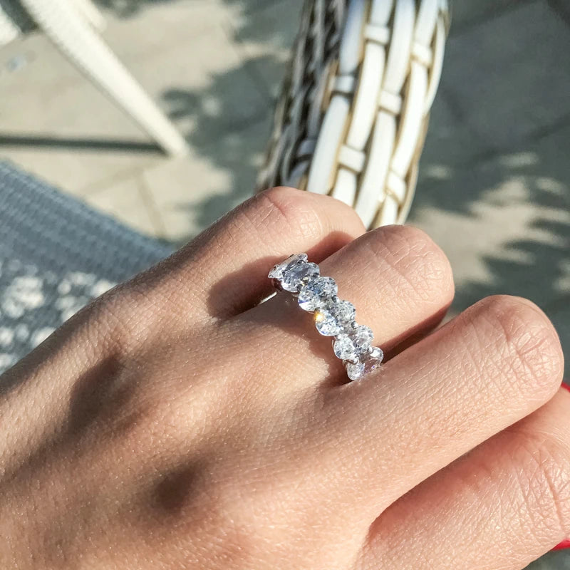 7.5ctw 925 Sterling Silver Oval Engagement Eternity Ring - EverlyCrafted