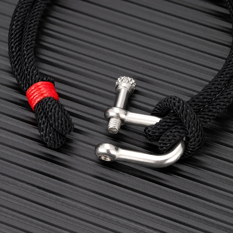 Black Stainless Steel U-Shape Survival Bracelet - EverlyCrafted