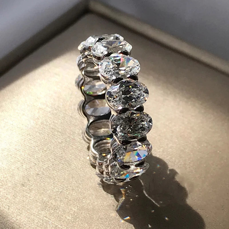 7.5ctw 925 Sterling Silver Oval Engagement Eternity Ring - EverlyCrafted