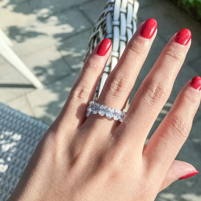 7.5ctw 925 Sterling Silver Oval Engagement Eternity Ring - EverlyCrafted