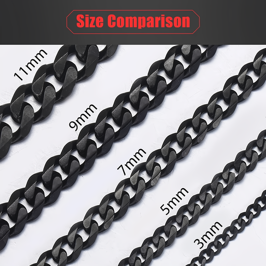 Men's Black Gold Silver Stainless Steel Cuban Link Chain Necklace - EverlyCrafted