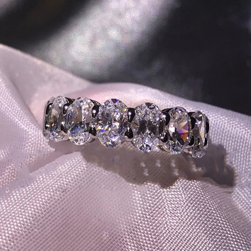 7.5ctw 925 Sterling Silver Oval Engagement Eternity Ring - EverlyCrafted
