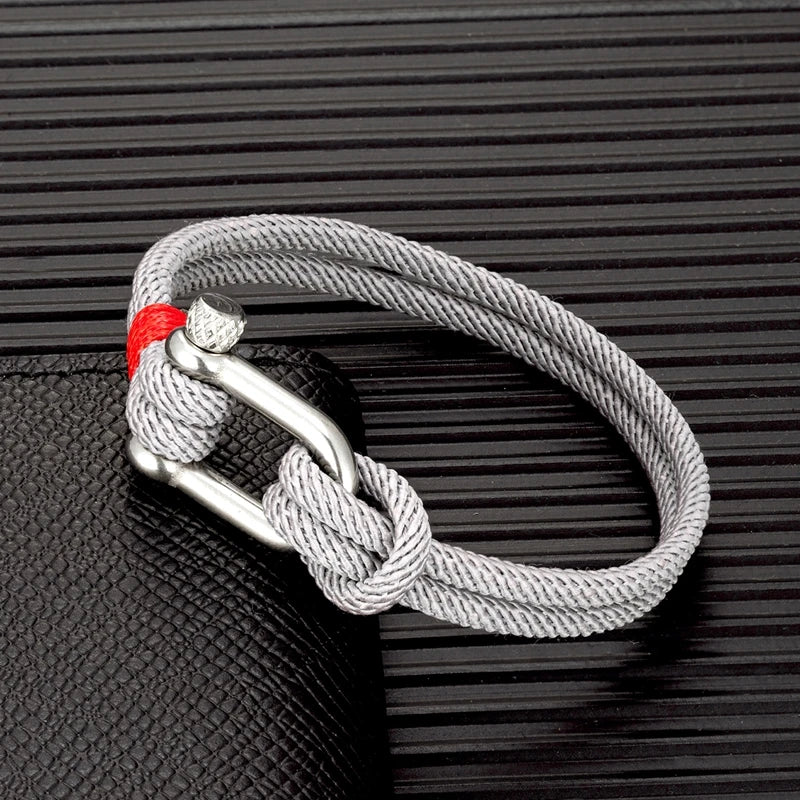 Black Stainless Steel U-Shape Survival Bracelet - EverlyCrafted