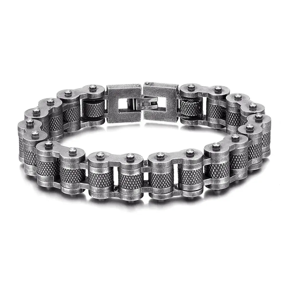 Retro Biker Chain Bracelet for Men - Stainless Steel Motorcycle Style - EverlyCrafted