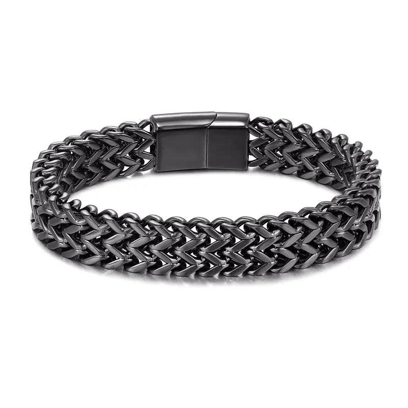 Punk Men's 12mm Wide Cuban Link Chain Bracelet - EverlyCrafted