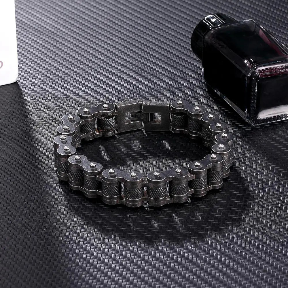 Retro Biker Chain Bracelet for Men - Stainless Steel Motorcycle Style - EverlyCrafted
