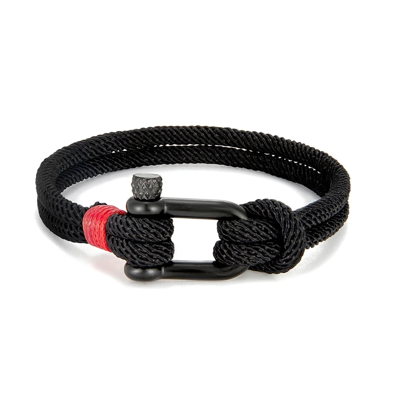 Black Stainless Steel U-Shape Survival Bracelet - EverlyCrafted