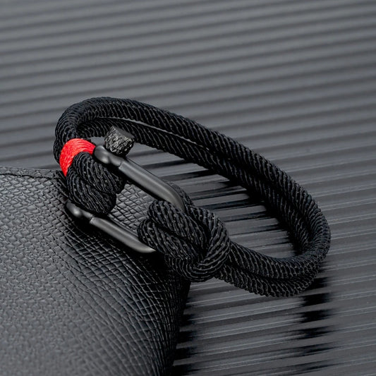 Black Stainless Steel U-Shape Survival Bracelet