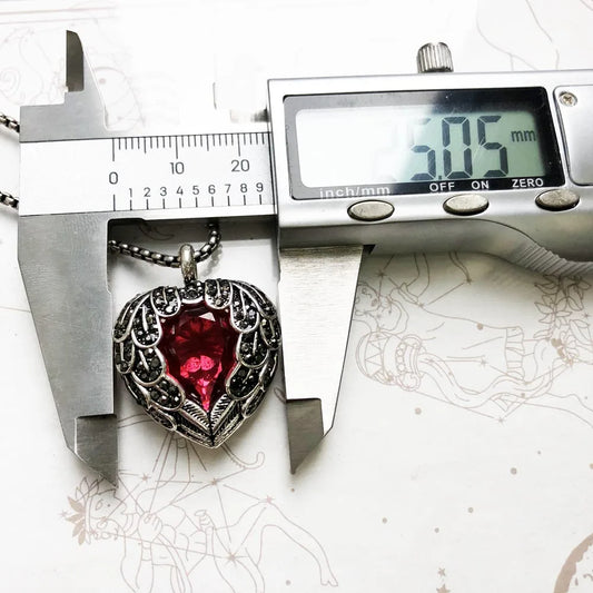 Red Winged Heart Pendant Necklace - 925 Sterling Silver - EverlyCrafted