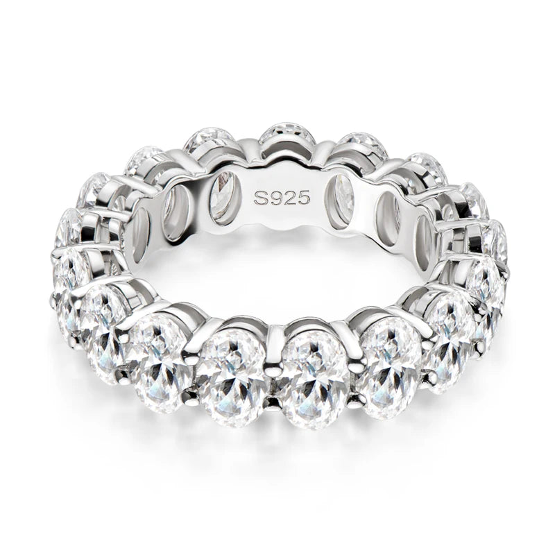 7.5ctw 925 Sterling Silver Oval Engagement Eternity Ring