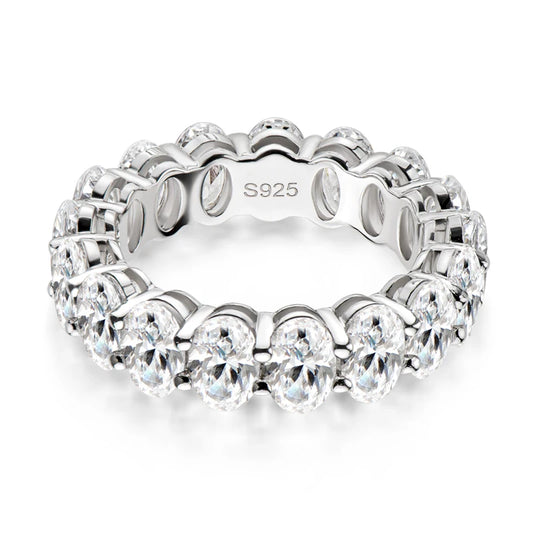7.5ctw 925 Sterling Silver Oval Engagement Eternity Ring