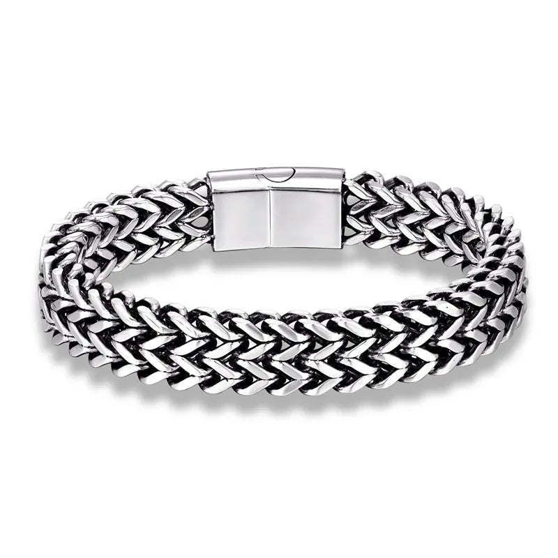 Punk Men's 12mm Wide Cuban Link Chain Bracelet - EverlyCrafted