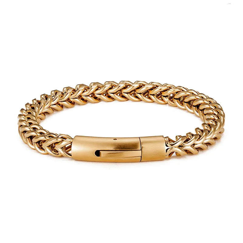 Men's Punk Rock Bicycle Chain Bracelet - 18k Gold Plated - EverlyCrafted
