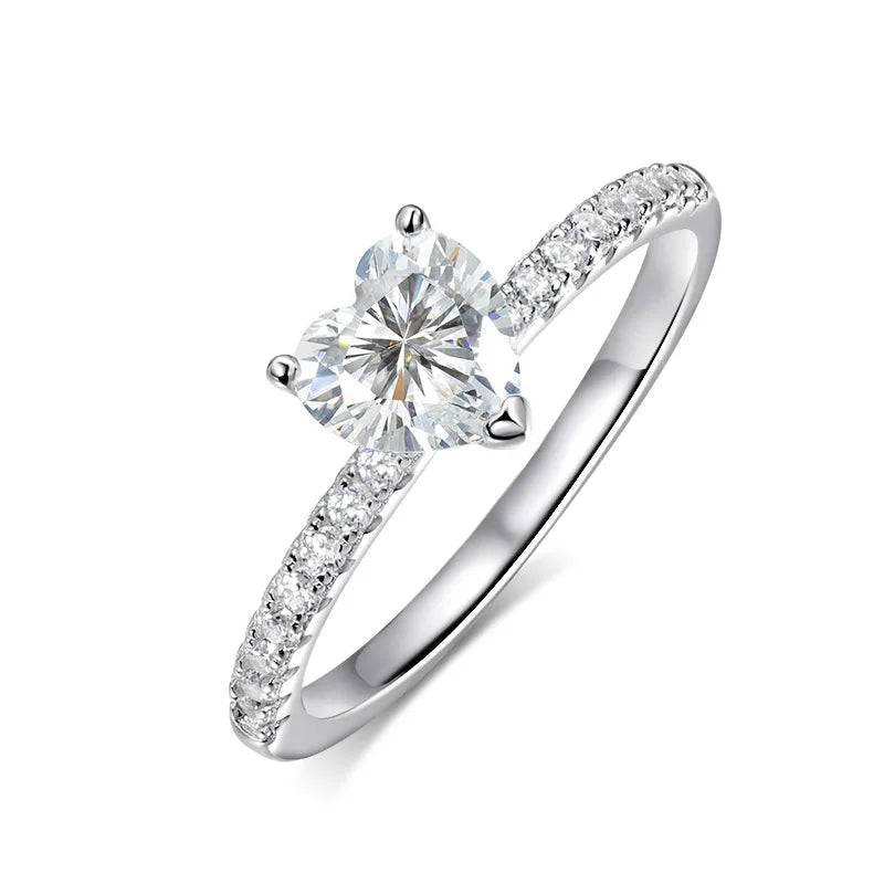 2 CT Heart Moissanite Engagement Ring in 925 Sterling Silver 18K Gold - EverlyCrafted