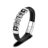 Punk Men's Braided Genuine Leather Bracelet with Magnetic Buckle - EverlyCrafted
