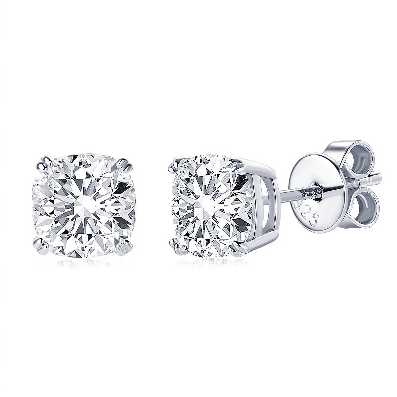 Moissanite Cushion Cut Stud Earrings - 925 Sterling Silver 1.5CT - EverlyCrafted