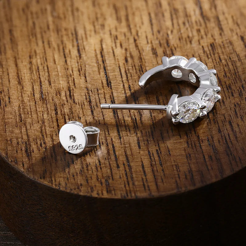 Moissanite Stud Earrings in 18k White Gold Plated Silver - EverlyCrafted