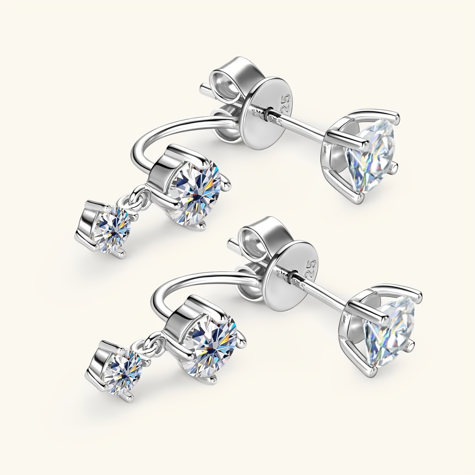 Moissanite 2.0 CTTW Stud Earrings in 925 Sterling Silver - EverlyCrafted