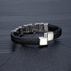 Punk Men's Braided Genuine Leather Bracelet with Magnetic Buckle - EverlyCrafted