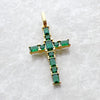 18K Gold Plated Cross Pendant with Green Stones - 925 Sterling Silver - EverlyCrafted