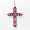 Trendy Rose Color Stone Cross Pendant in 925 Sterling Silver