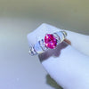 1CT Oval Moissanite Ring - Sparkling Pink Blue Diamond S925 Silver Wedding Band - EverlyCrafted