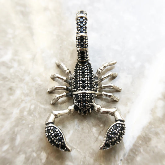 Black Scorpion Pendant - 925 Sterling Silver Jewelry - EverlyCrafted