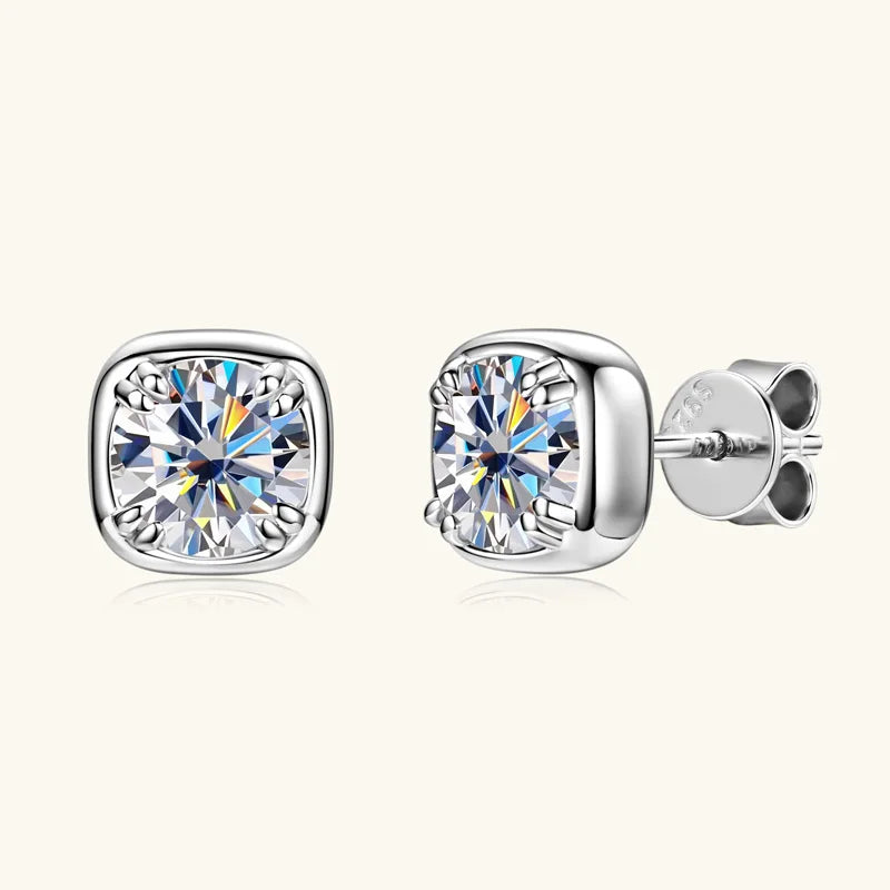 6.5MM 1CT Moissanite Earrings in 925 Sterling Silver - EverlyCrafted