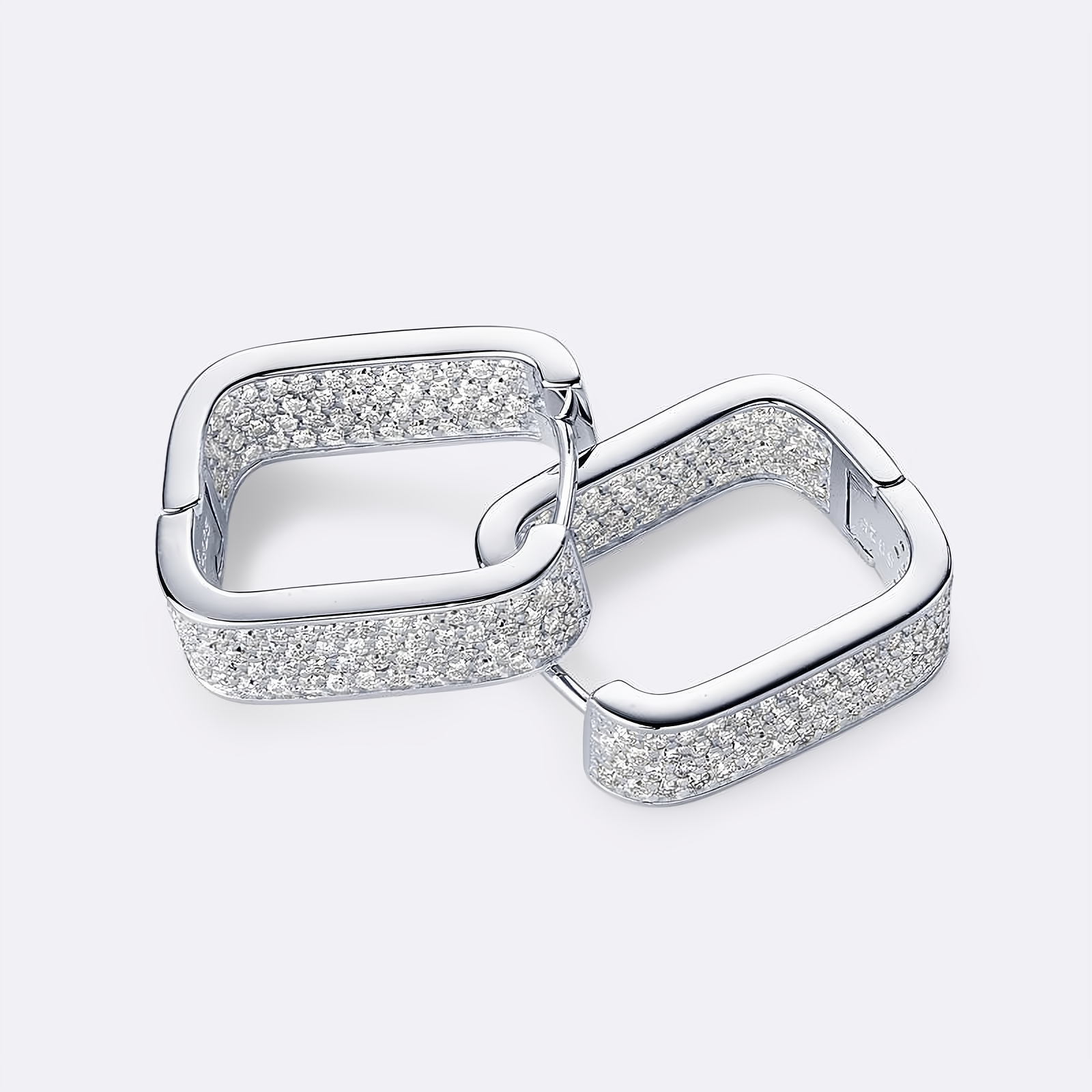 Full Moissanite Square Hoop Earrings in Silver 925 - EverlyCrafted