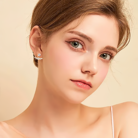 Full Moissanite Double-Sided Stud Earrings in 925 Sterling Silver - EverlyCrafted