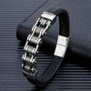 Punk Men's Braided Genuine Leather Bracelet with Magnetic Buckle