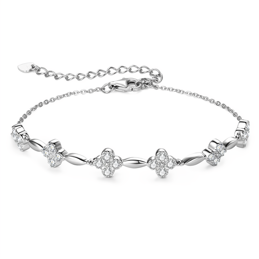 Moissanite Flower Bracelet - 18k Gold Plated 925 Sterling Silver - EverlyCrafted