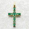 Gold Plated Cross Pendant with Green Stones - 925 Sterling Silver