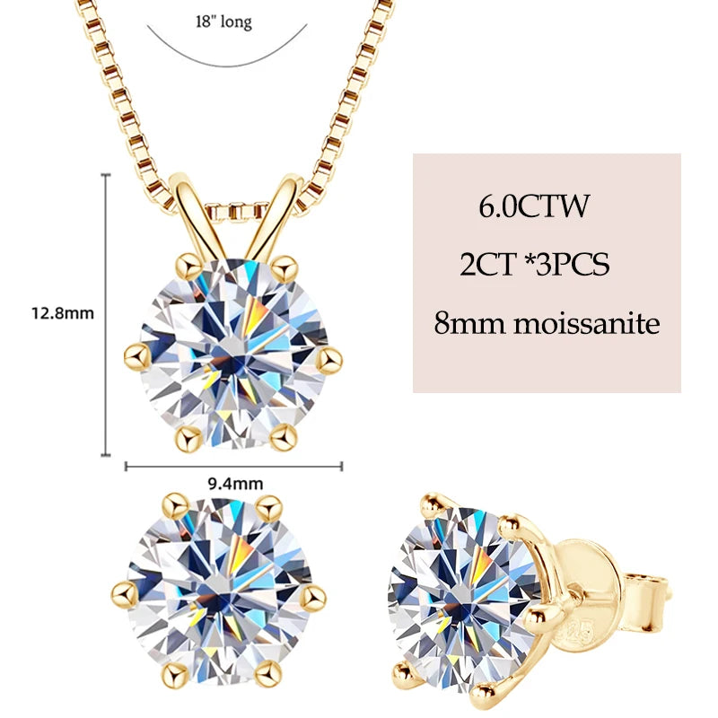 925 Silver Moissanite Jewelry Set with Gold Plating - EverlyCrafted