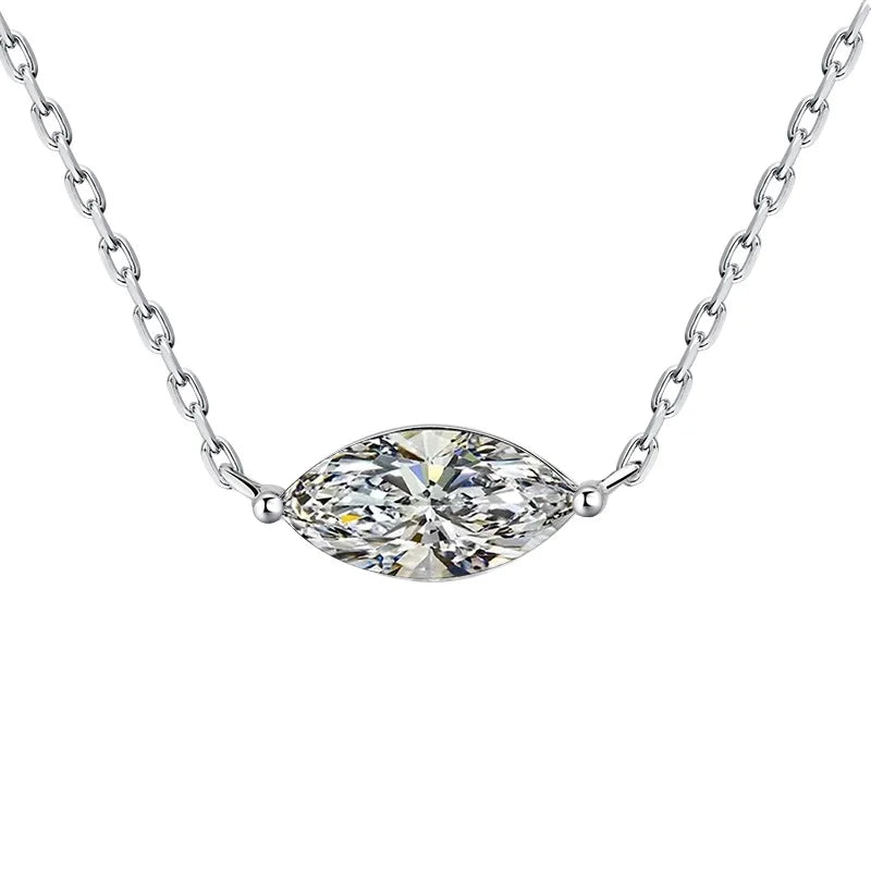 1/2 Carat Marquise Cut Solitaire Moissanite Diamond Pendant Necklace - EverlyCrafted