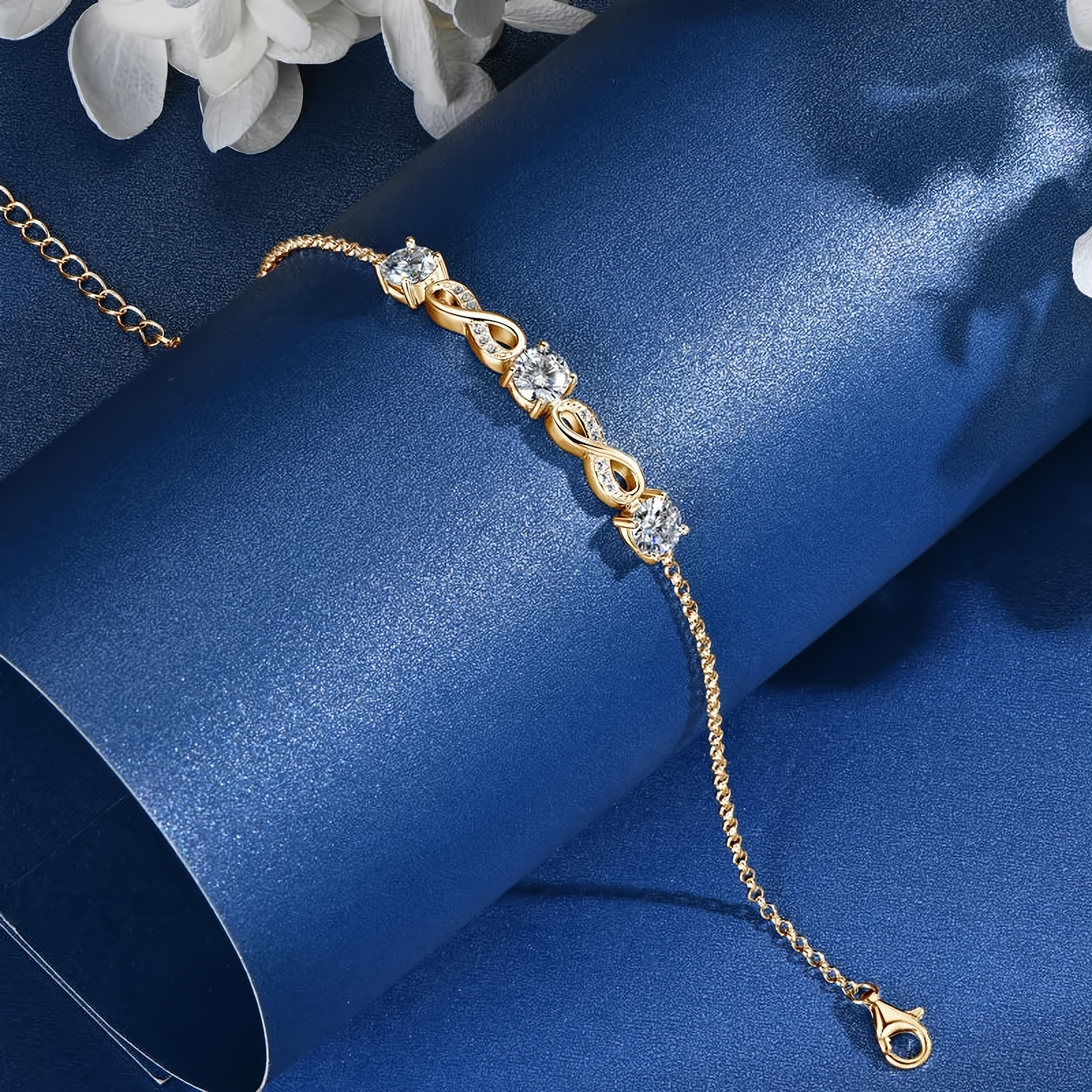 Moissanite Infinity Bracelet - Gold Plated 925 Sterling Silver