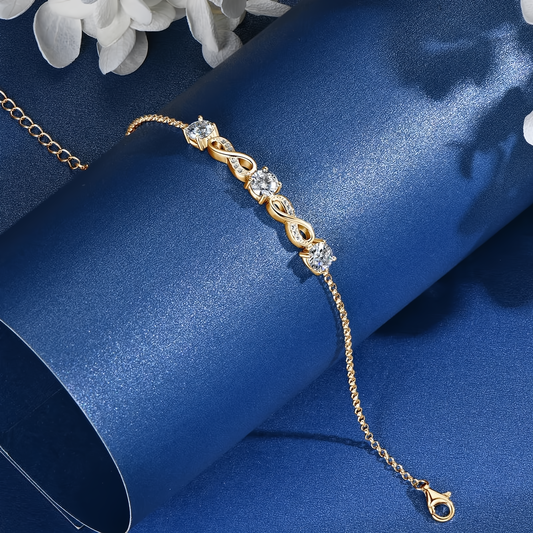 Moissanite Infinity Bracelet - Gold Plated 925 Sterling Silver