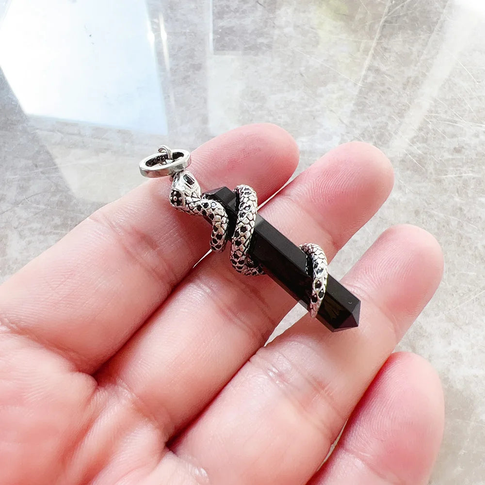 Vintage Snake Pendant with Blackened Onyx - 925 Sterling Silver - EverlyCrafted