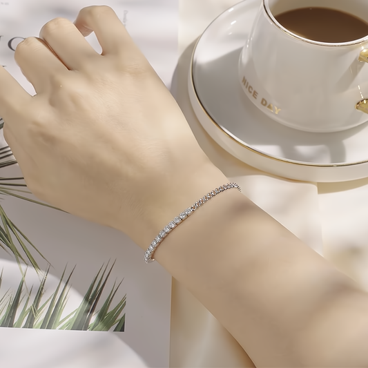Moissanite Half Tennis Bracelet - 18k Gold Plated 925 Sterling Silver - EverlyCrafted