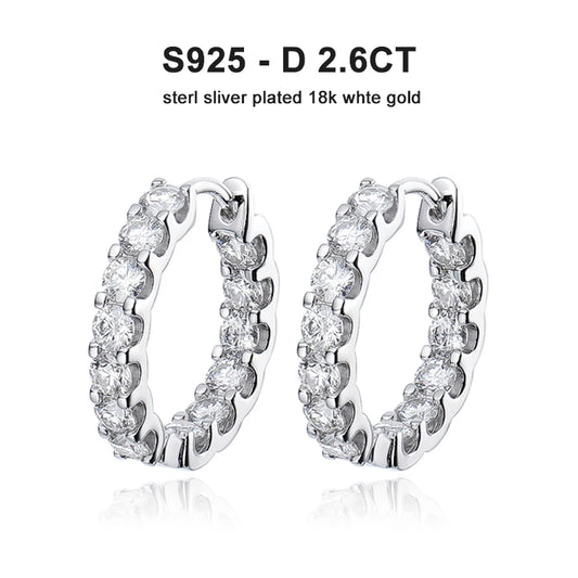 2.6ctw D Color Moissanite Hoop Earrings in 925 Sterling Silver - EverlyCrafted