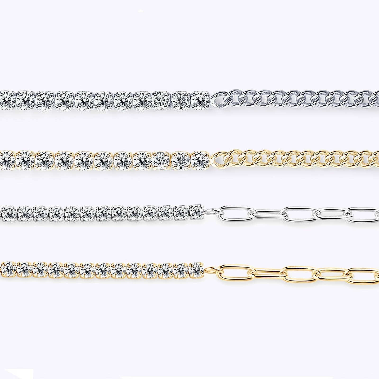 Moissanite Half Tennis Bracelet - 18k Gold Plated 925 Sterling Silver - EverlyCrafted