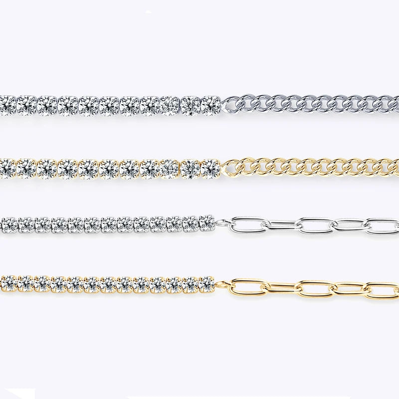 Moissanite Half Tennis Bracelet - 18k Gold Plated 925 Sterling Silver - EverlyCrafted