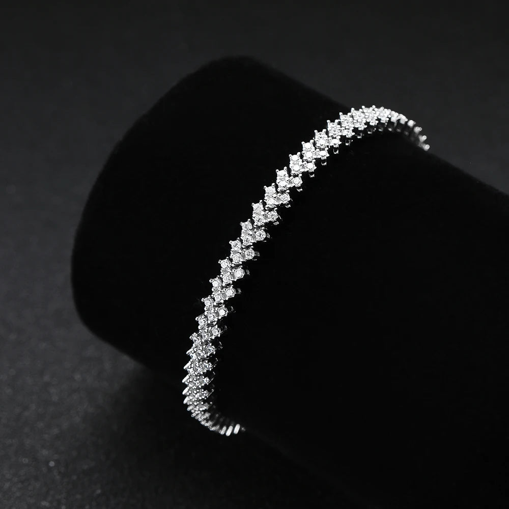 Zircon Tennis Bracelet 925 Sterling Silver Plated 18k White Gold - EverlyCrafted