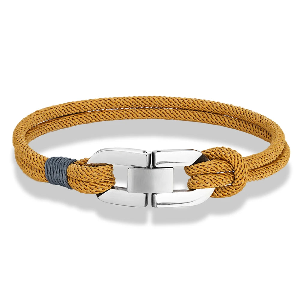 Double Strand Braided Rope Bracelet with Stainless Steel U-Buckle - EverlyCrafted