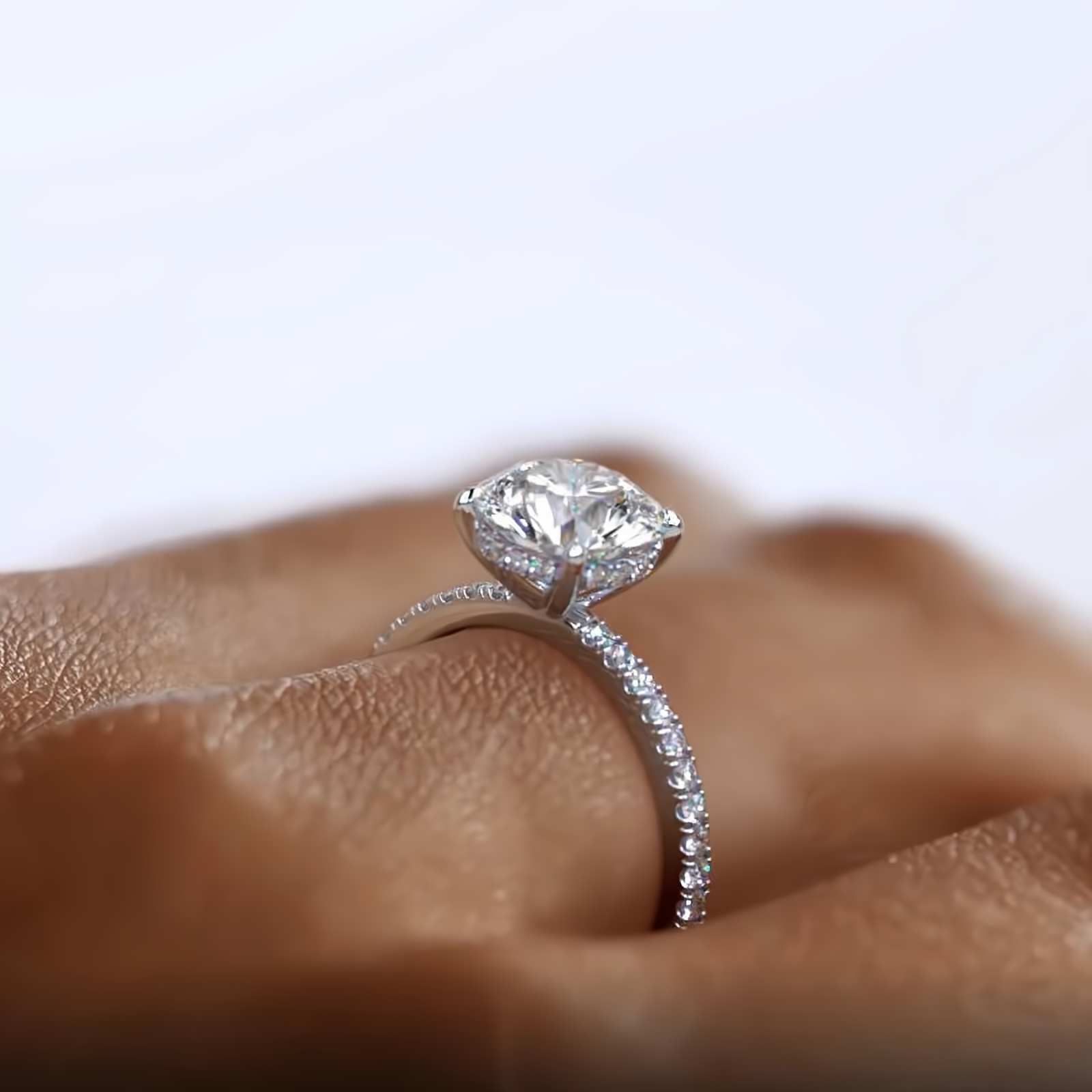 Moissanite Engagement Ring in 925 Sterling Silver - EverlyCrafted