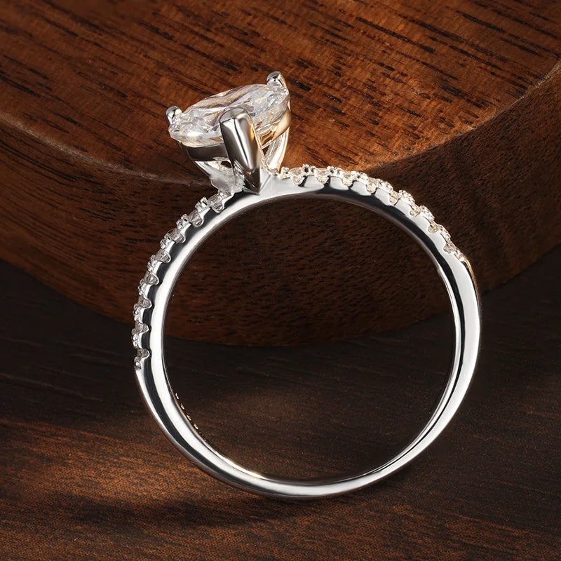 2 CT Heart Moissanite Engagement Ring in 925 Sterling Silver 18K Gold - EverlyCrafted