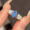 1CT Oval Moissanite Ring - Sparkling Pink Blue Diamond S925 Silver Wedding Band